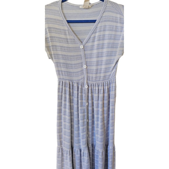 Caution to the Wind Womens Blue Striped Maxi Dress‎ Casual V Neck Medium - Picture 4 of 8